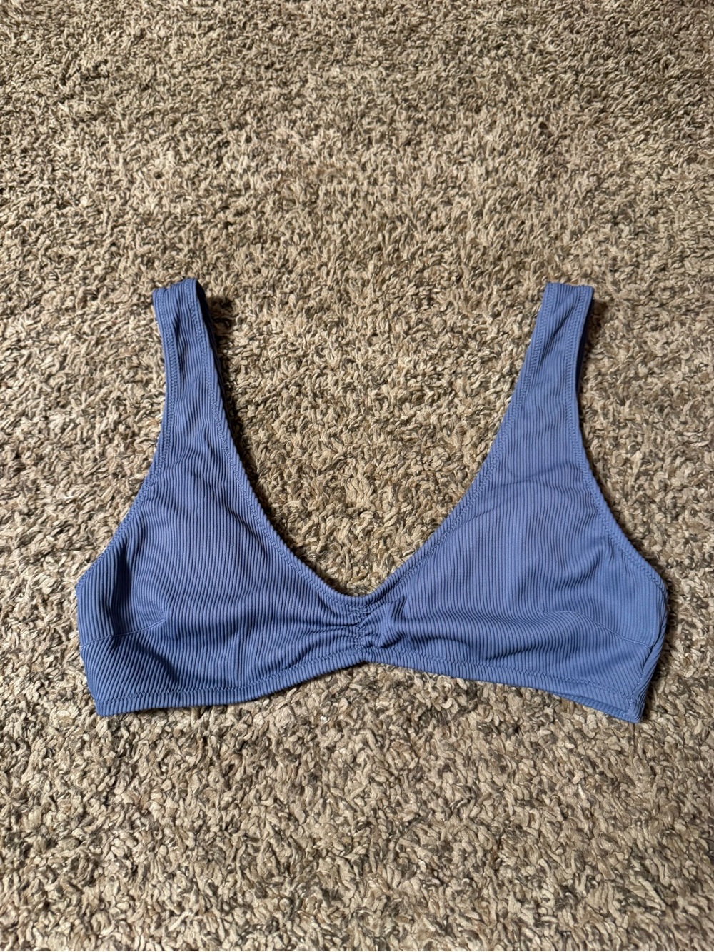 aerie Ribbed Bikini Top in Dusty Blue